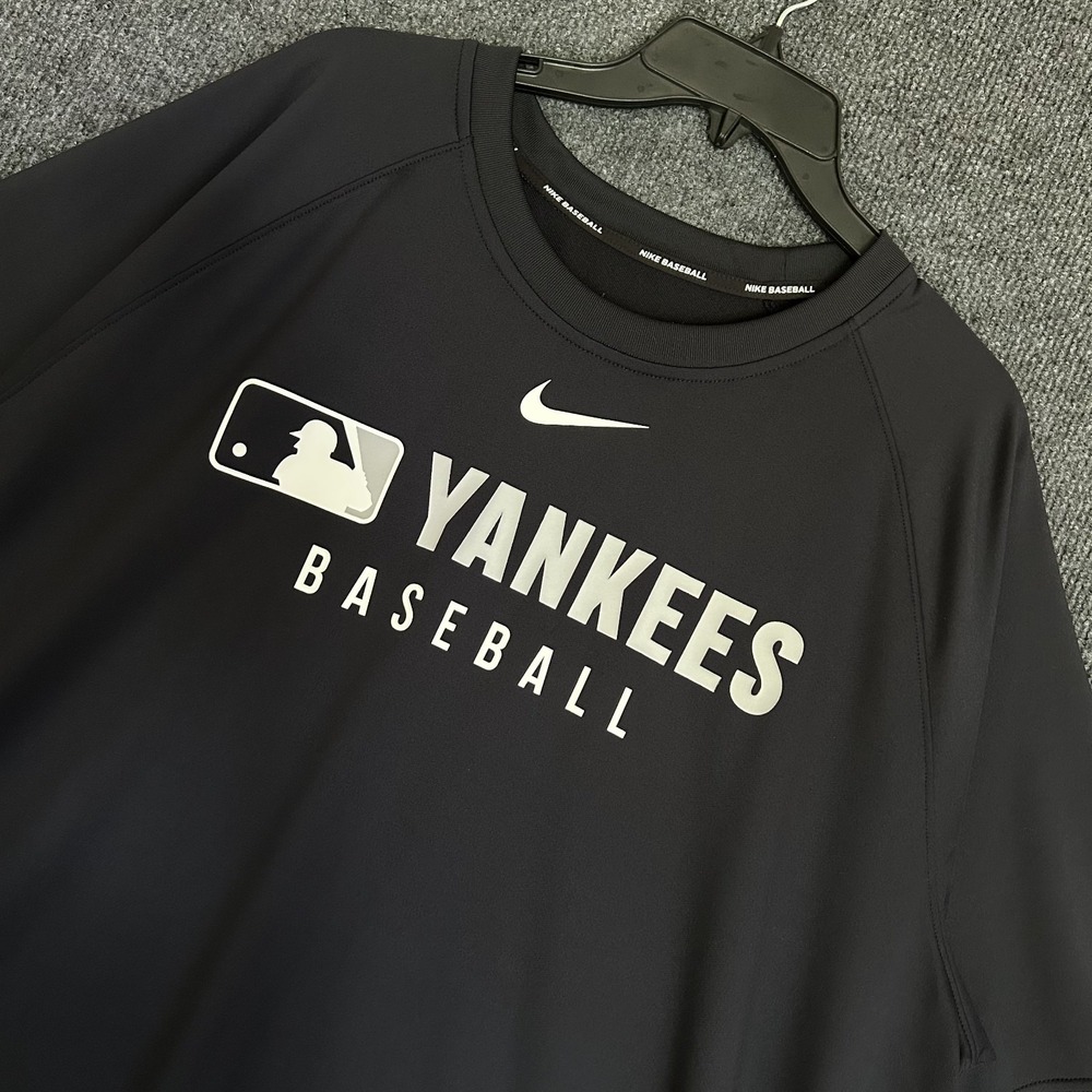 Nike Baseball NY Yankees 2XL Dri-Fit Shirt SS Black White Gray Graphics Sporty